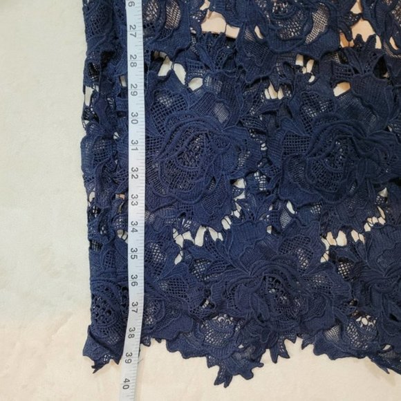Just Me Blue Lace Mid Length Dress - Size Large - Picture 7 of 9